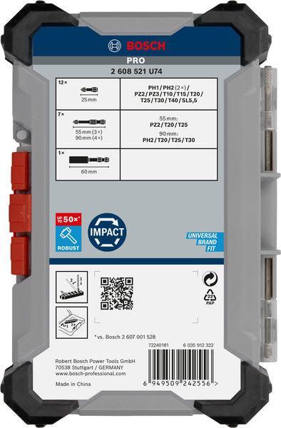 BOSCH PRO Impact set nastavaka za odvrtače, 20 kom. - Komplet umetaka uvrtača PRO Impact Set (2608521U74) Madras doo Beograd Madras doo Beograd