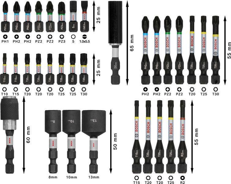 BOSCH PRO Impact set nastavaka za odvrtače, 33 kom. - Komplet umetaka uvrtača PRO Impact Set (2608521U76) Madras doo Beograd Madras doo Beograd