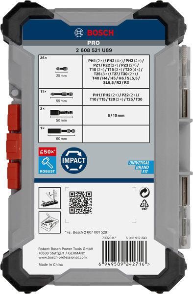 BOSCH PRO Impact set nastavaka za odvrtače, 50 kom. - Komplet umetaka uvrtača PRO Impact Set (2608521U89) Madras doo Beograd Madras doo Beograd