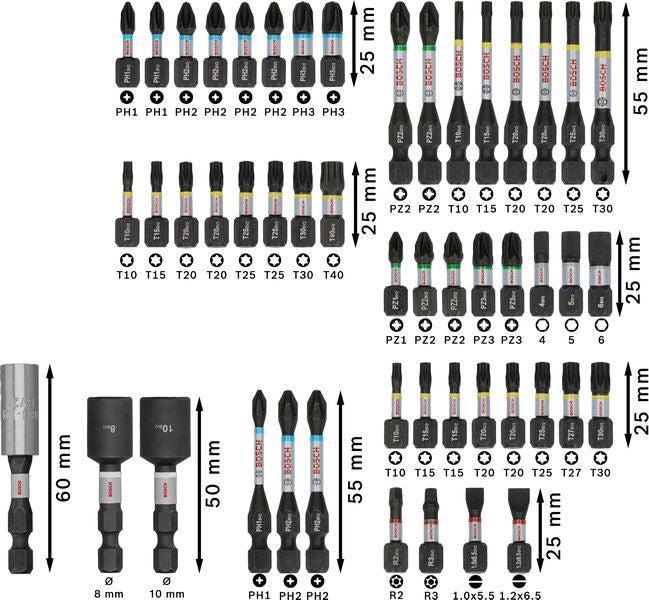 BOSCH PRO Impact set nastavaka za odvrtače, 50 kom. - Komplet umetaka uvrtača PRO Impact Set (2608521U89) Madras doo Beograd Madras doo Beograd