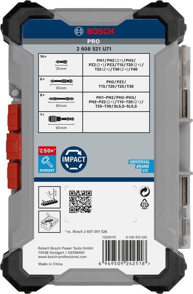 BOSCH PRO Impact set nastavaka za odvrtače, displej, 6×31 kom. - Komplet umetaka uvrtača PRO Impact Set (2608521U71) Madras doo Beograd Madras doo Beograd