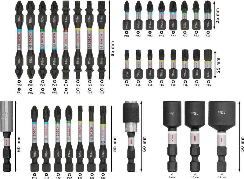 BOSCH PRO Impact set nastavaka za odvrtače, displej, 6×36 kom. - Komplet umetaka uvrtača PRO Impact Set (2608522517) Madras doo Beograd Madras doo Beograd