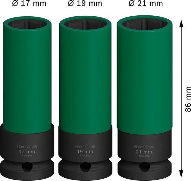 BOSCH PRO Impact set usadnih nastavaka, PET poklopci, 1/2", izuzetno duboki, 3 kom. - (2608003033) Power Tools BOSCH Madras doo Beograd