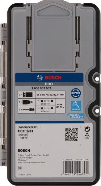 BOSCH PRO Impact set usadnih nastavaka, sa adapterom, 1/2", standardni, 7 kom. - (2608003032) Power Tools BOSCH Madras doo Beograd