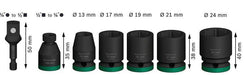 BOSCH PRO Impact set usadnih nastavaka, sa adapterom, 1/2", standardni, 7 kom. - (2608003032) Power Tools BOSCH Madras doo Beograd