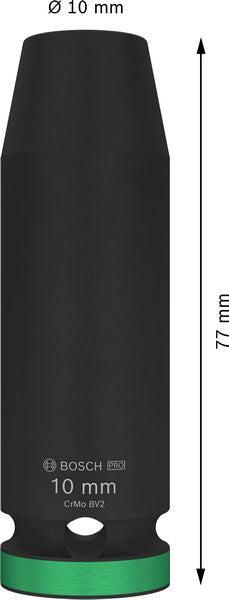 BOSCH PRO Impact Socket, 1/2", 10 mm, duboki - Spojka 1/2" 10mm L Socket (2608003044) Power Tools BOSCH Madras doo Beograd