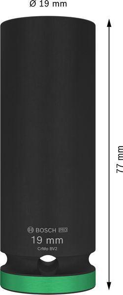 BOSCH PRO Impact Socket, 1/2", 19 mm, duboki - Spojka 1/2" 19mm L Socket (2608003051) Power Tools BOSCH Madras doo Beograd