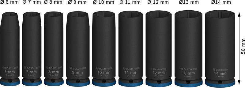 BOSCH PRO Impact Socket Set, 1/4", duboki, 9 delova - (2608003035) Power Tools BOSCH Madras doo Beograd