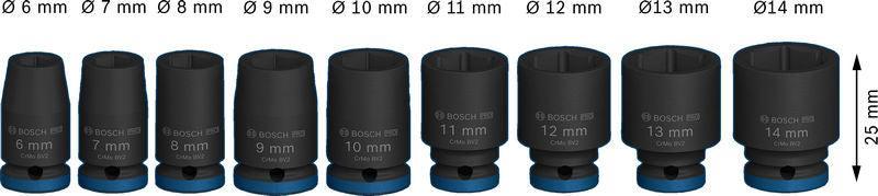 BOSCH PRO Impact Socket Set, 1/4", standardni, 9 delova - (2608003034) Power Tools BOSCH Madras doo Beograd