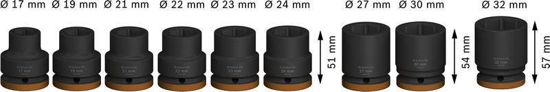 BOSCH PRO Impact Socket Set, 3/4", standardni, 9 delova - (2608003041) Power Tools BOSCH Madras doo Beograd
