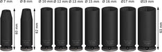 BOSCH PRO Impact Socket Set, 3/8", duboki, 9 delova - (2608003037) Power Tools BOSCH Madras doo Beograd