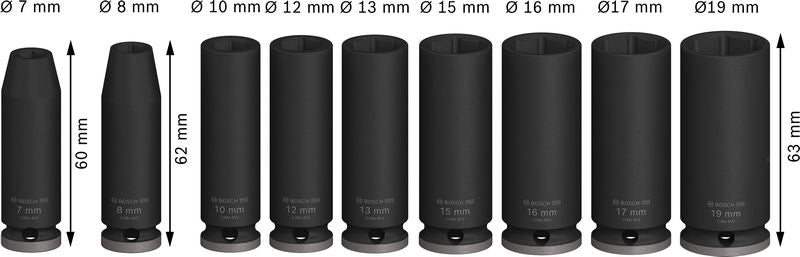 BOSCH PRO Impact Socket Set, 3/8", duboki, 9 delova - (2608003037) Power Tools BOSCH Madras doo Beograd