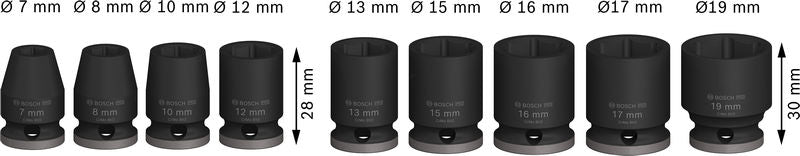 BOSCH PRO Impact Socket Set, 3/8", standardni, 9 delova - (2608003036) Power Tools BOSCH Madras doo Beograd