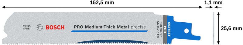 BOSCH PRO Medium-Thick Metal precise S937BEF list testere, 1,1×25×150 mm, 5 kom. - List sablja testere RBP- 5ER S 937 BEF (2608658991) Madras doo Beograd Madras doo Beograd
