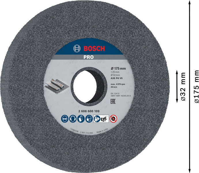 BOSCH PRO Metal brusno tocilo, 175×25×32 mm, G36 - Br.ploča za dvostranu brusilicu175,32,36 (2608600109) Power Tools BOSCH Madras doo Beograd