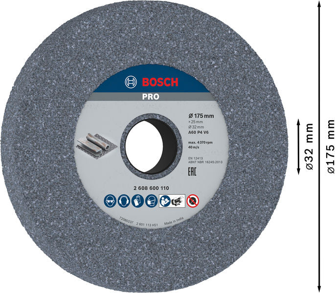 BOSCH PRO Metal brusno tocilo, 175×25×32 mm, G60 - Br.ploča za dvostranu brusilicu175,32,60 (2608600110) Power Tools BOSCH Madras doo Beograd