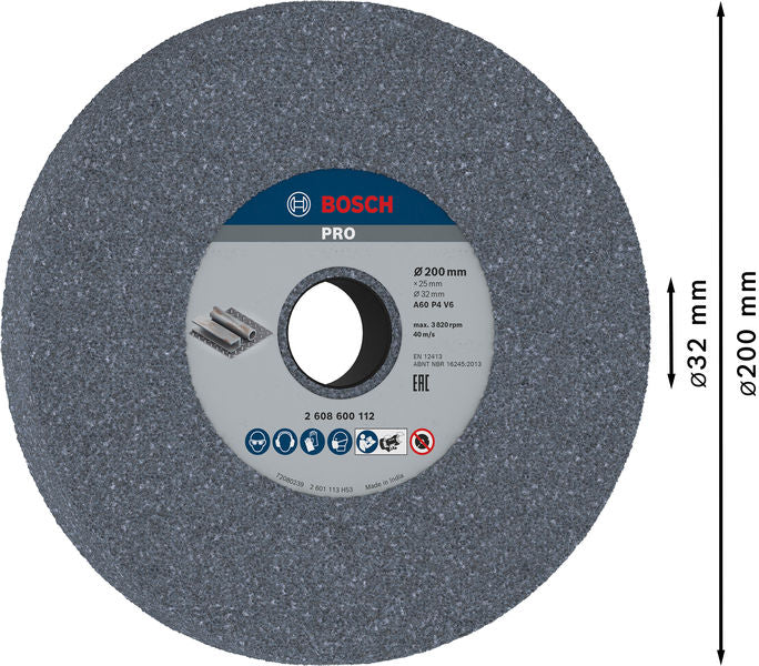 BOSCH PRO Metal brusno tocilo, 200×25×32 mm, G60 - Br.ploča za dvostranu brusilicu200,32,60 (2608600112) Madras doo Beograd Madras doo Beograd