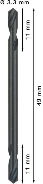 BOSCH PRO Metal HSS-G dvostrana spiralna burgija, 3,3×11×49 mm, 10 kom. - Dvostrana burgija HSS-G 3,3 x 11 x 49 mm (2608597585) Power Tools BOSCH Madras doo Beograd