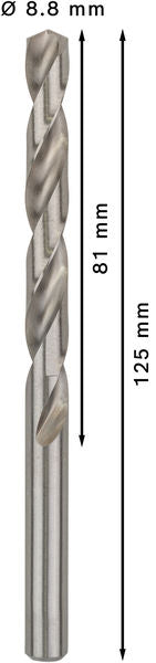 BOSCH PRO Metal HSS-G spiralna burgija standardne dužine, 8,8×81×125 mm, 5 kom. - Bur.za met.HSS-G Standard line8,8x81x125 (2608595074) Power Tools BOSCH Madras doo Beograd