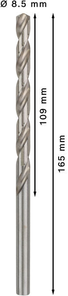 BOSCH PRO Metal HSS-G spiralna burgija velike dužine, 8,5×109×165 mm, 5 kom. - Burgija za metalHSS-G,DIN340 8,5x109x165 (2608596828) Power Tools BOSCH Madras doo Beograd