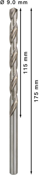 BOSCH PRO Metal HSS-G spiralna burgija velike dužine, 9×115×175 mm, 5 kom. - Burgija za metal HSS-G,DIN 340 9x115x175 (2608596829) Power Tools BOSCH Madras doo Beograd