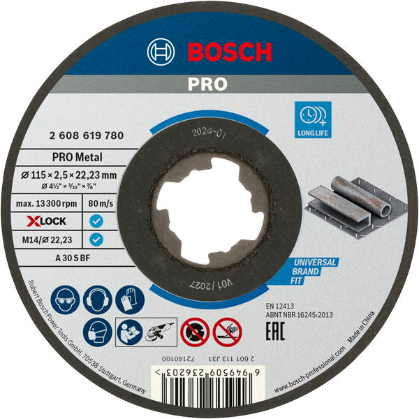 BOSCH PRO Metal lepljena rezna ploča, 115×2,5×22,23 mm, X-Lock, ravna - X-LOCK rez ploča rav 115x2,5 mm SfMetal (2608619780) Madras doo Beograd Madras doo Beograd