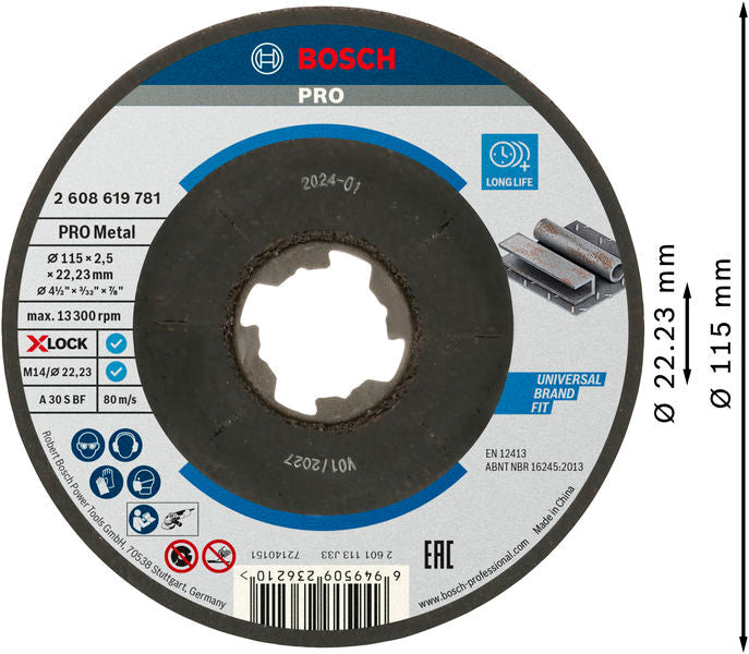 BOSCH PRO Metal lepljena rezna ploča, 115×2,5×22,23 mm, X-Lock, sa uvučenim centrom - X-LOCK rez ploča izv 115x2,5 mm SfMetal (2608619781) Madras doo Beograd Madras doo Beograd