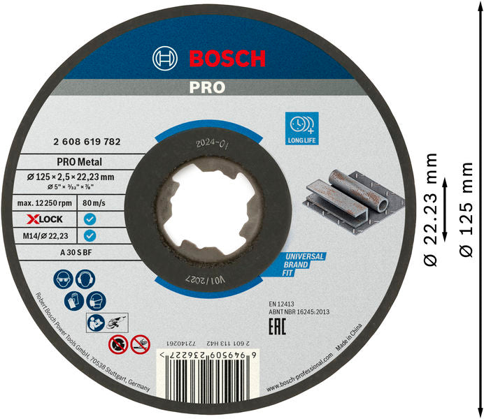 BOSCH PRO Metal lepljena rezna ploča, 125×2,5×22,23 mm, X-Lock, ravna - X-LOCK rez ploča rav 125x2,5 mm SfMetal (2608619782) Madras doo Beograd Madras doo Beograd