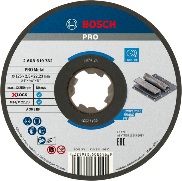 BOSCH PRO Metal lepljena rezna ploča, 125×2,5×22,23 mm, X-Lock, ravna - X-LOCK rez ploča rav 125x2,5 mm SfMetal (2608619782) Madras doo Beograd Madras doo Beograd