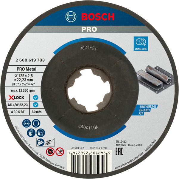 BOSCH PRO Metal lepljena rezna ploča, 125×2,5×22,23 mm, X-Lock, sa uvučenim centrom - X-LOCK rez ploča izv 125x2,5 mm SfMetal (2608619783) Madras doo Beograd Madras doo Beograd