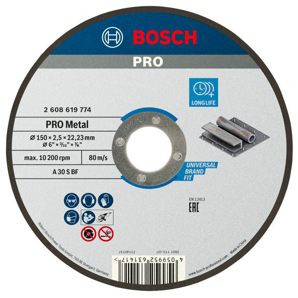BOSCH PRO Metal lepljena rezna ploča, 150×2,5×22,23 mm - Rezna ploča ravna 150x2,5 mm SfMetal (2608619774) Madras doo Beograd Madras doo Beograd