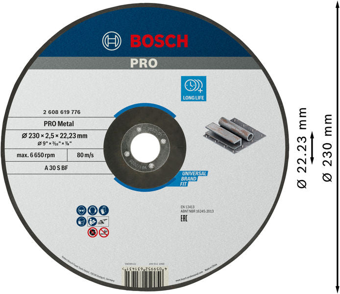 BOSCH PRO Metal lepljena rezna ploča, 230×2,5×22,23 mm - Rezna ploča ravna 230x2,5 mm SfMetal (2608619776) Madras doo Beograd Madras doo Beograd