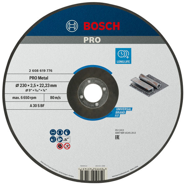 BOSCH PRO Metal lepljena rezna ploča, 230×2,5×22,23 mm - Rezna ploča ravna 230x2,5 mm SfMetal (2608619776) Madras doo Beograd Madras doo Beograd