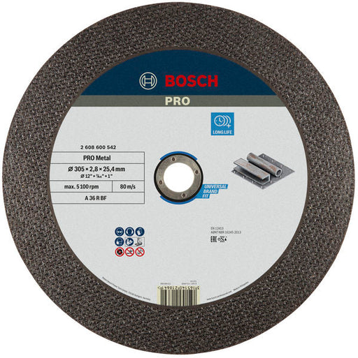 BOSCH PRO Metal lepljena rezna ploča, 300×2,8×25,4 mm - Rezna ploča ravna-metalA 36 R BF,300x2,8 (2608600542) Power Tools BOSCH Madras doo Beograd