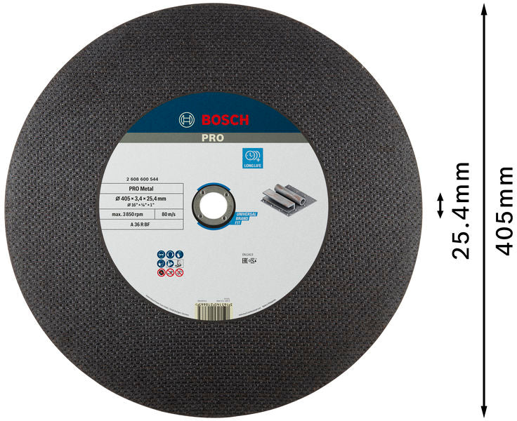 BOSCH PRO Metal lepljena rezna ploča, 400×3,2×25,4 mm - Rez.ploča ravna-metal 400,25,4,3,2 (2608600544) Power Tools BOSCH Madras doo Beograd