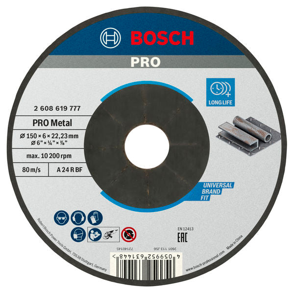 BOSCH PRO Metal lepljeni brusni disk, 150×6×22,23 mm - Brusna ploča izvijena 150x6 mm SfMetal (2608619777) Madras doo Beograd Madras doo Beograd
