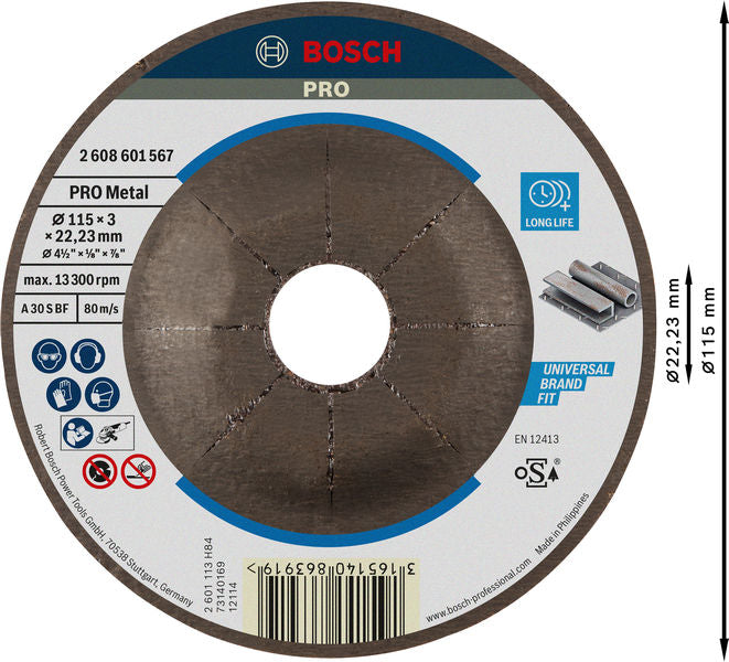 BOSCH PRO Metal rezna ploča, 115×3×22,23 mm - (2608601567) Power Tools BOSCH Madras doo Beograd