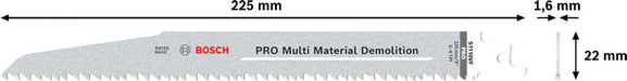 BOSCH PRO Multi Material Demolition S1110VF list testere, 1,6×22× 225 mm, 2 kom. - List sablja testere RBP- 2ER S 1110 VF (2608659004) Madras doo Beograd Madras doo Beograd