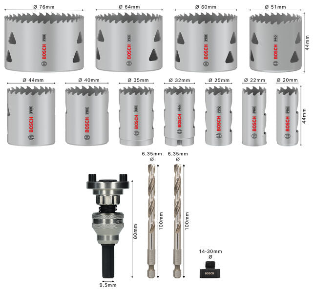 BOSCH PRO Multi Material set testera za otvore sa Q-Lock osovinom, 15 kom. - Komplet testera za otvore T MM B 15P Set (2608901548) Madras doo Beograd Madras doo Beograd