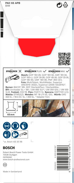 BOSCH PRO PAII 65 APB list testere za višenamenski alat, 65×55 mm - List testere za uranjanje RB - 1ER PAII6 (2608669131) Madras doo Beograd Madras doo Beograd
