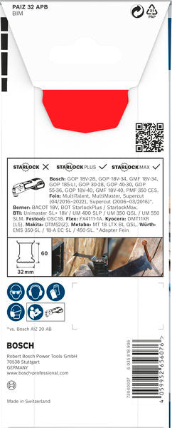 BOSCH PRO PAIZ 32 APB list testere za višenamenski alat, 32×60 mm - List testere za uranjanje RB - 1ER PAIZ3 (2608669128) Madras doo Beograd Madras doo Beograd