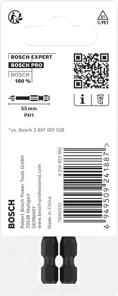 BOSCH PRO Phillips Impact nastavak, PH1, 55 mm, 2 kom. - Umetak uvrtača PRO PH1 Impact (2608522519) Madras doo Beograd Madras doo Beograd