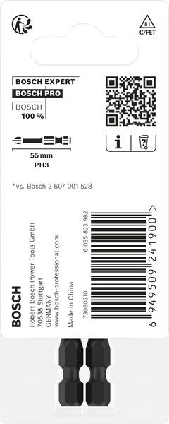 BOSCH PRO Phillips Impact nastavak, PH3, 55 mm, 2 kom. - Umetak uvrtača PRO PH3 Impact (2608522521) Madras doo Beograd Madras doo Beograd