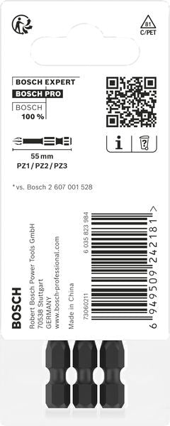BOSCH PRO PZ Impact nastavci, PZ1, PZ2, PZ3, 55 mm, 3 kom. - Umetak uvrtača PRO PZ Impact Set (2608521U57) Madras doo Beograd Madras doo Beograd