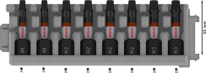 BOSCH PRO R Impact nastavci, R1 (×2), R2 (×4), R3 (×2), 55 mm, 8 kom. - Komplet umetaka uvrtača PRO R Impact Set (2608521U58) Madras doo Beograd Madras doo Beograd