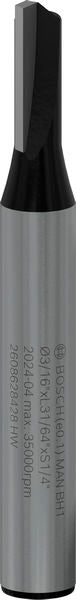 BOSCH PRO ravno glodalo, dva žleba, Ø 1/16″ x L 31/64″, prihvat 1/4″ - Glodalo za žljebove 6,35x4,8x51 (2608628428) Madras doo Beograd Madras doo Beograd