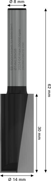 BOSCH PRO ravno glodalo, dva žleba, Ø 14×L 30, prihvat 8 mm - Glodalo za poluok. kanale Straight Bit (2608629678) Madras doo Beograd Madras doo Beograd