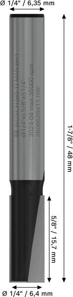 BOSCH PRO ravno glodalo, dva žleba, Ø 1/4×L 5/8", prihvat 1/4" - Glodalo za žljebove 6,35x6,5x48 (2608628411) Madras doo Beograd Madras doo Beograd