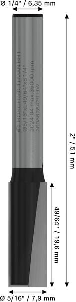BOSCH PRO ravno glodalo, dva žleba, Ø 5/16×L 49/64", prihvat 1/4" - Glodalo za žljebove 6,35x8x51 (2608628429) Madras doo Beograd Madras doo Beograd