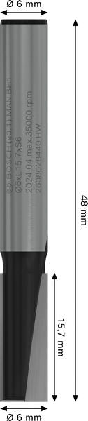 BOSCH PRO ravno glodalo, dva žleba, Ø 6×L 15,7, prihvat 6 mm - Glodalo za žljebove 6x19x51 (2608628440) Madras doo Beograd Madras doo Beograd